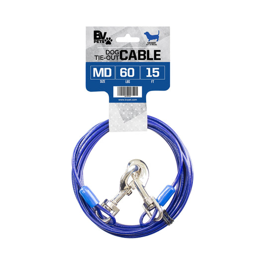 BV Pet Medium Tie Out Cable - for Dog up to 60Lbs - 15ft