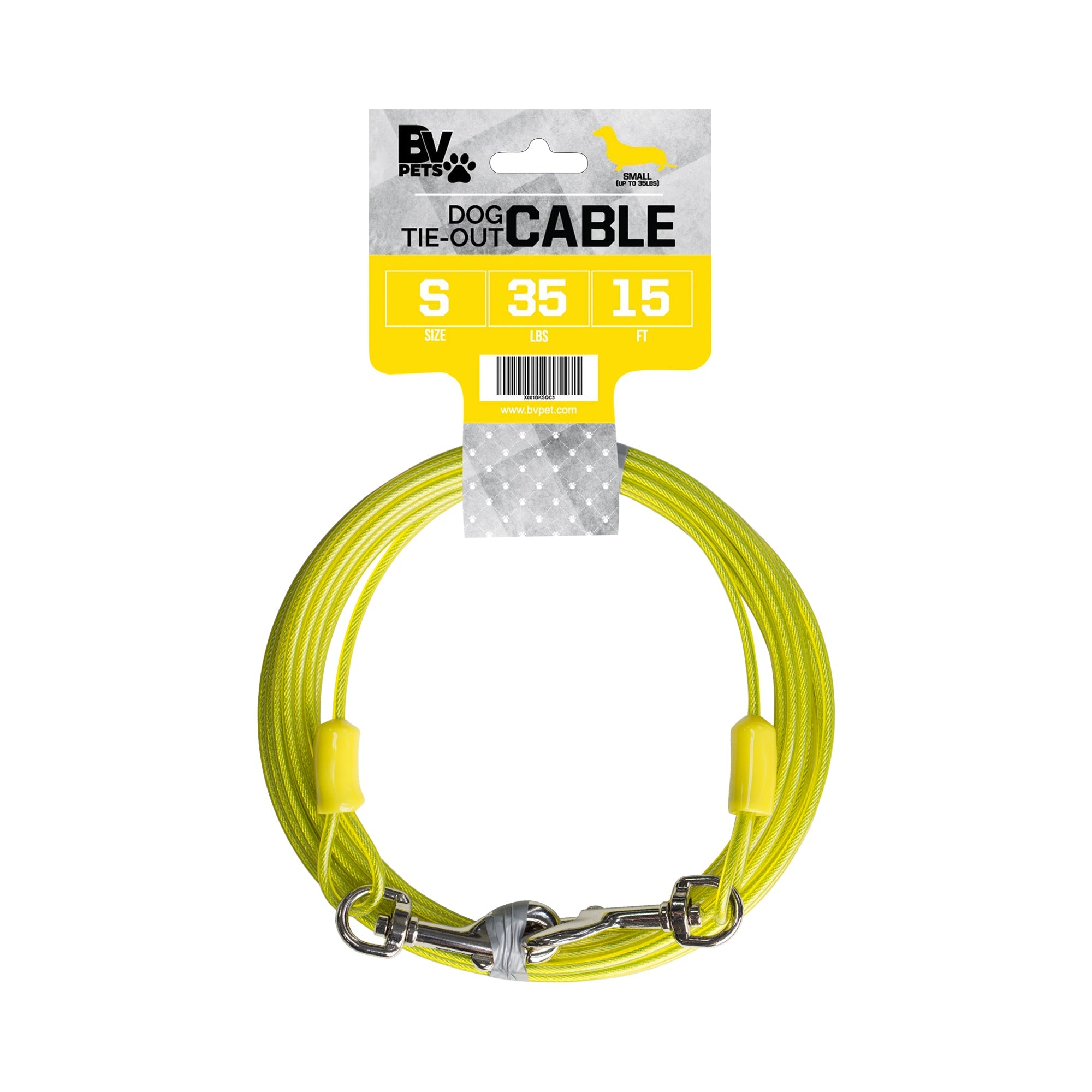 BV Pet Small Tie Out Cable - for Dogs up to 35Lbs - 15ft
