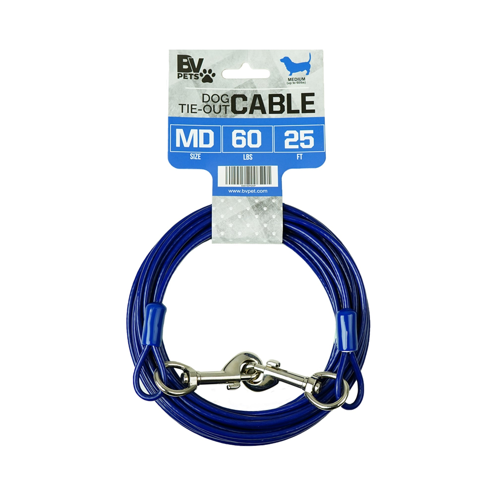 BV Pet Medium Tie Out Cable - for Dogs up to 60Lbs - 25ft