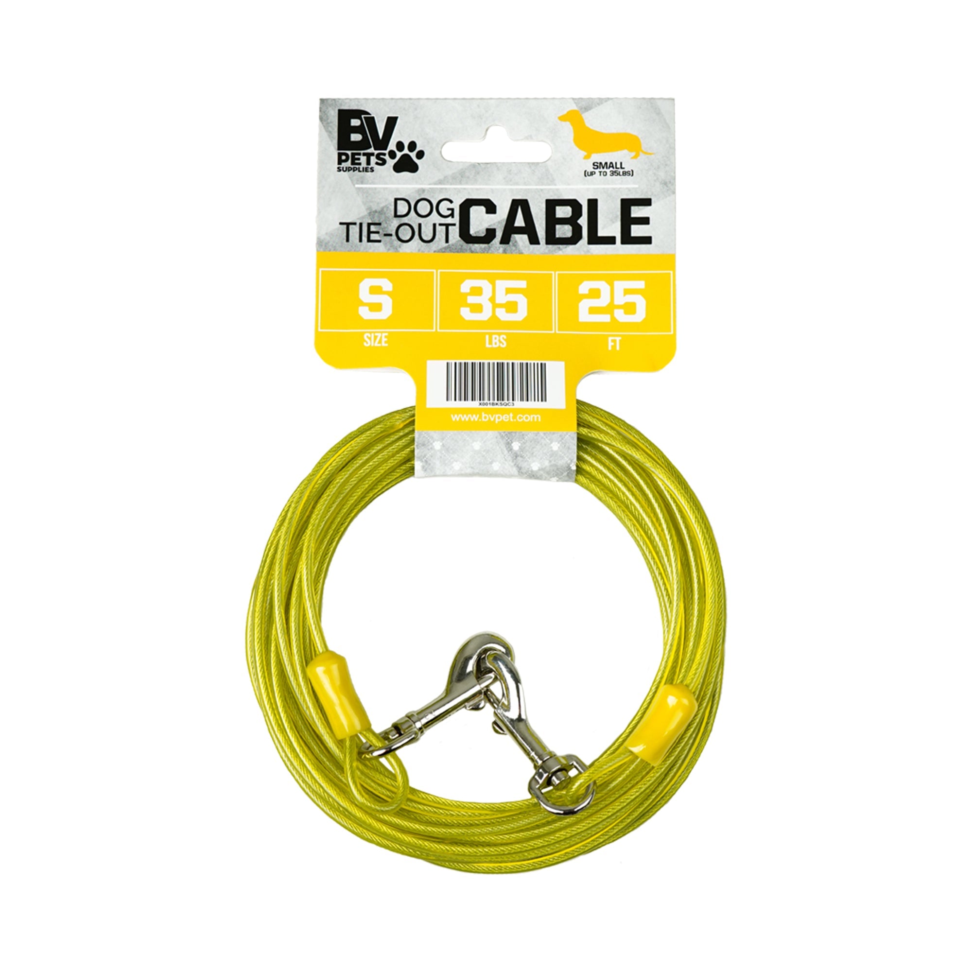 BV Pet Small Tie Out Cable - for Dogs up to 35Lbs, 25ft