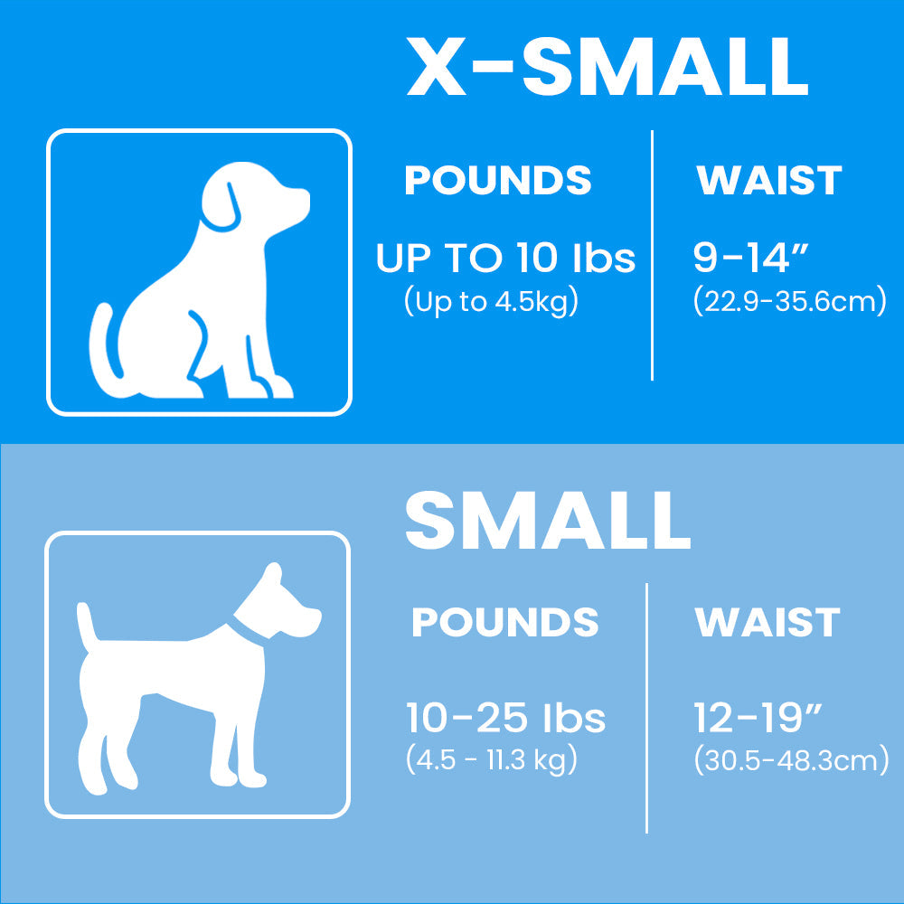 Small Dog Disposable Wraps Sizing