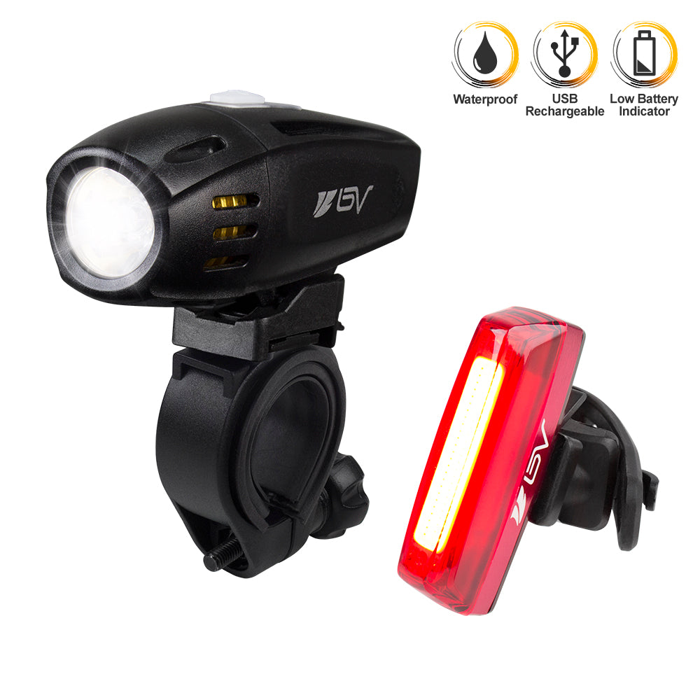 bicycle flashlight rechargeable BV 300 Lumen Rechargeable Bike LED Headlight Set, IP44 Water Resistant