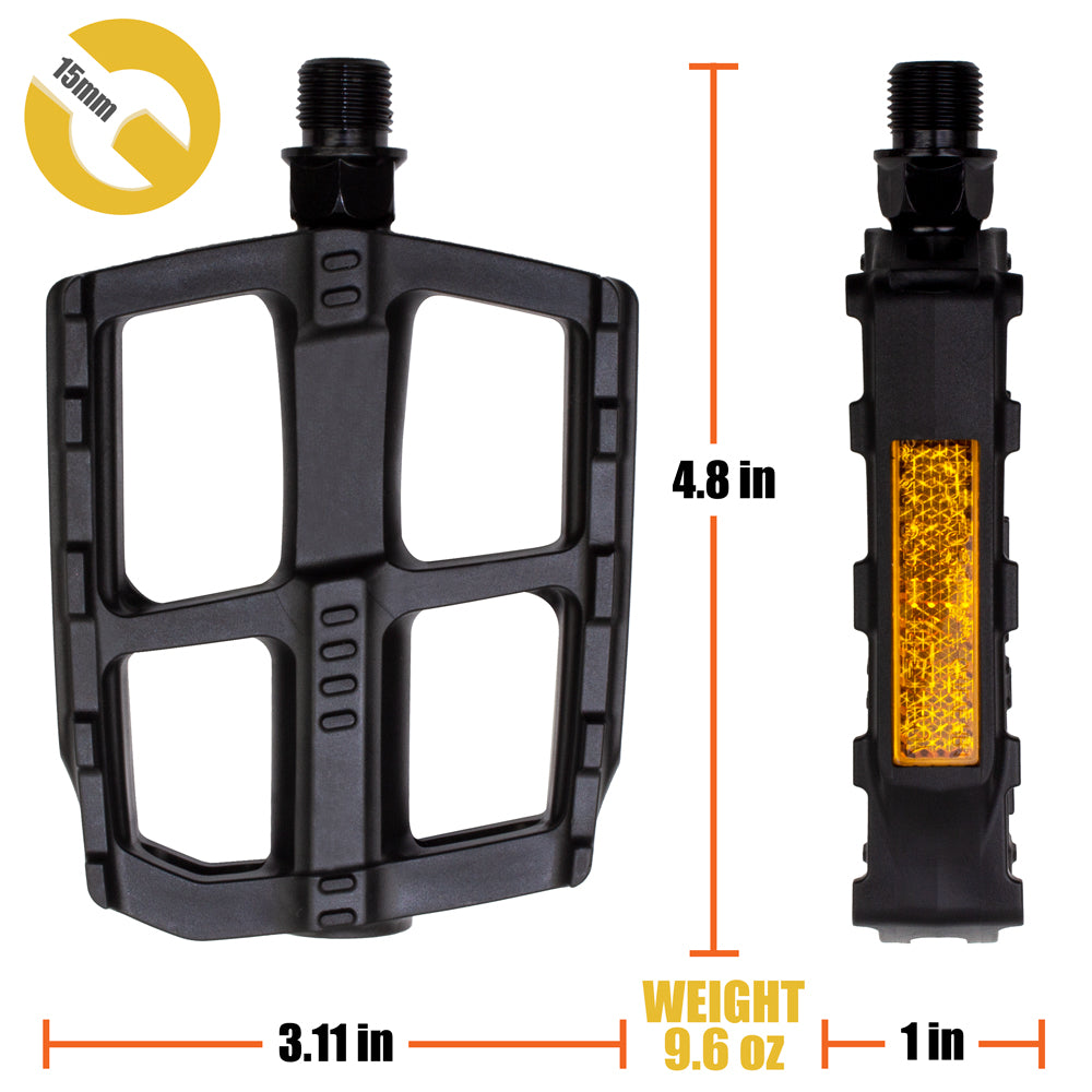 BV Bike Pedal Set Universal Bicycle Pedals 9/16-Inch Boron Steel Spindle Pair