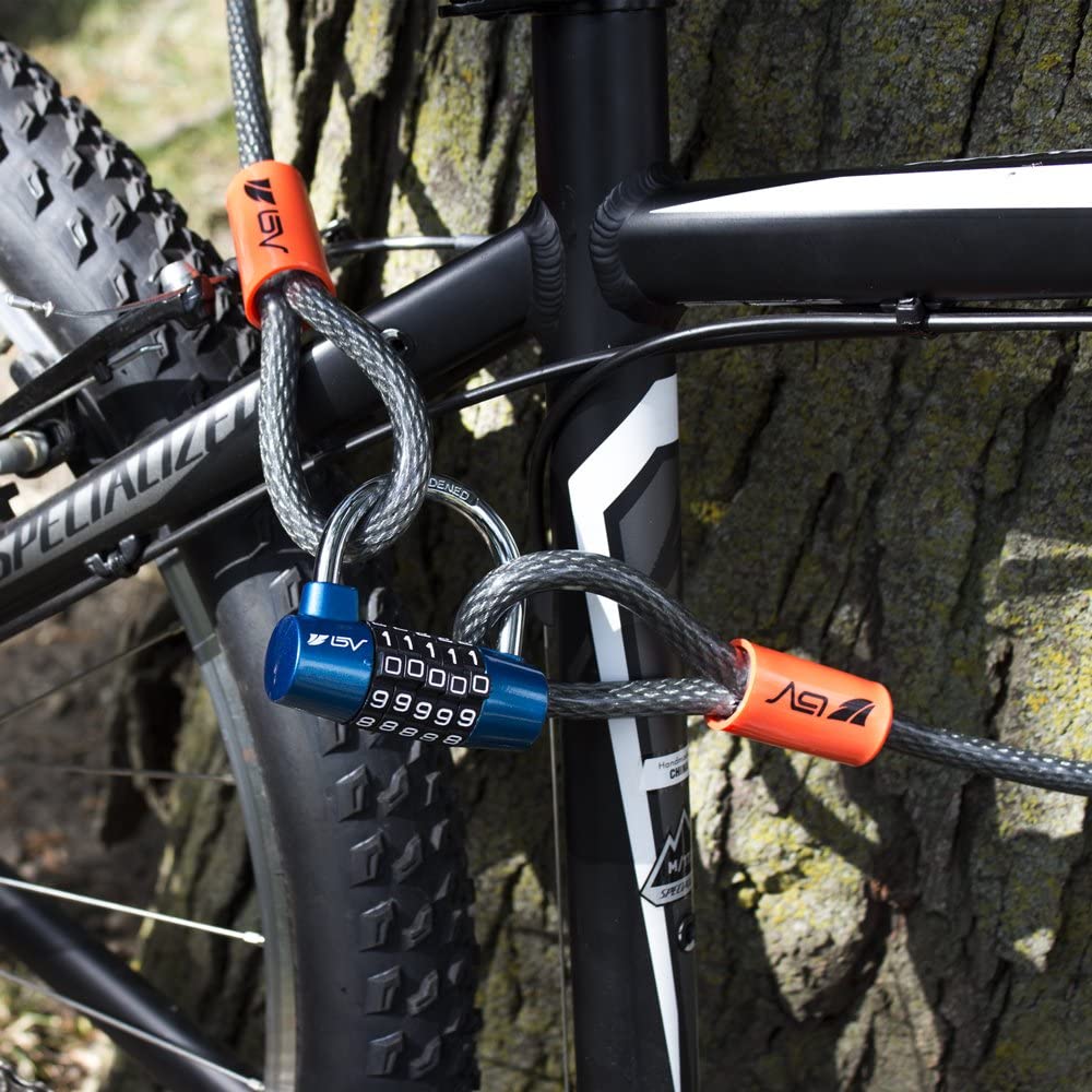 Security Cable Securing Bike to Tree