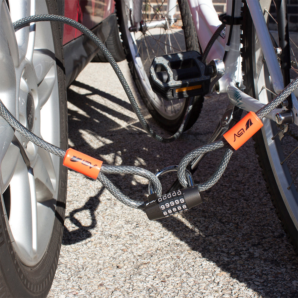 Bike Secured to Car with Cable and Lock