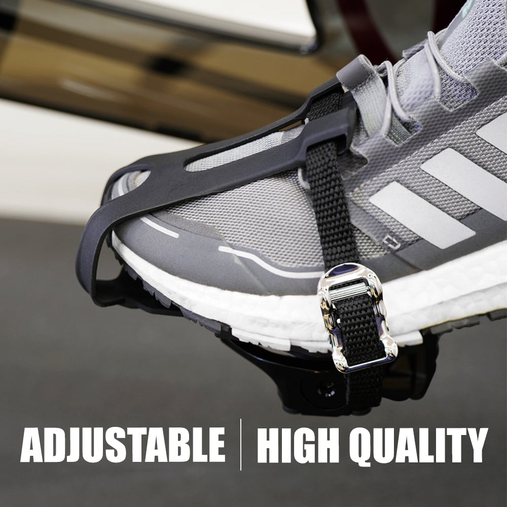 bike pedal shoe clips BV Bike Pedals Shimano SPD/Look Delta Compatible 9/16'' with Toe Clips - Peloton Pedals for Regular Shoes - Toe Cages for Peloton Bike