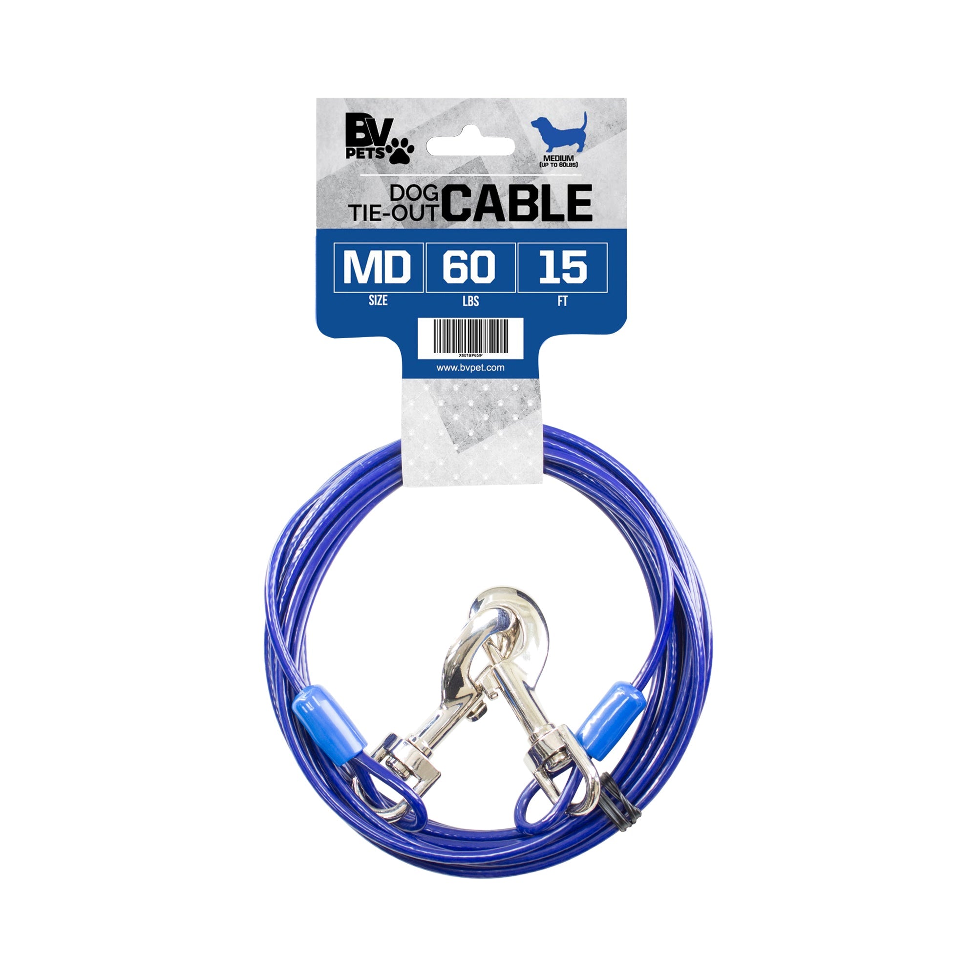 BV Pet Medium Tie Out Cable - for Dog up to 60Lbs - 15ft