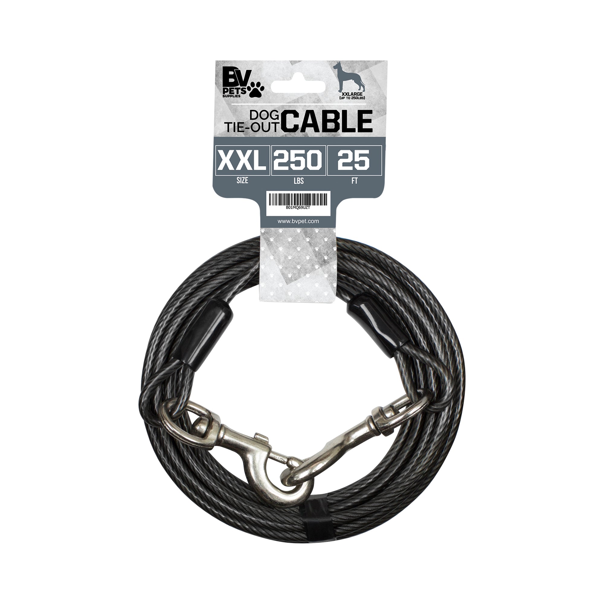 BV Pet XXL Tie Out Cable for Dogs up to 250Lbs - 25ft