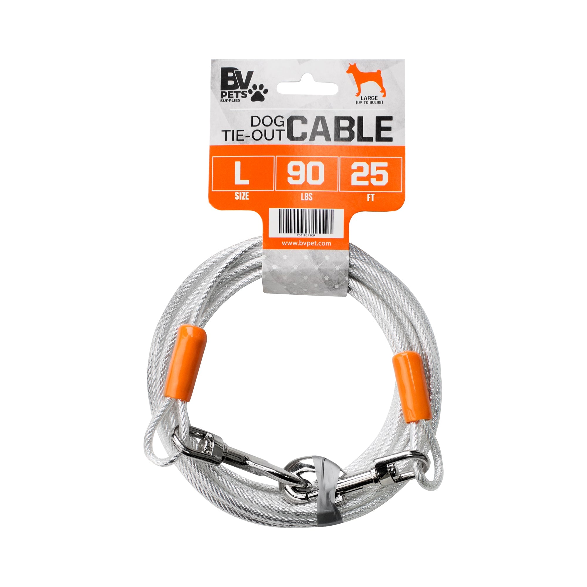 BV Pet Reflective Tie Out Cable - for Dogs Up to 90Lbs - 25ft