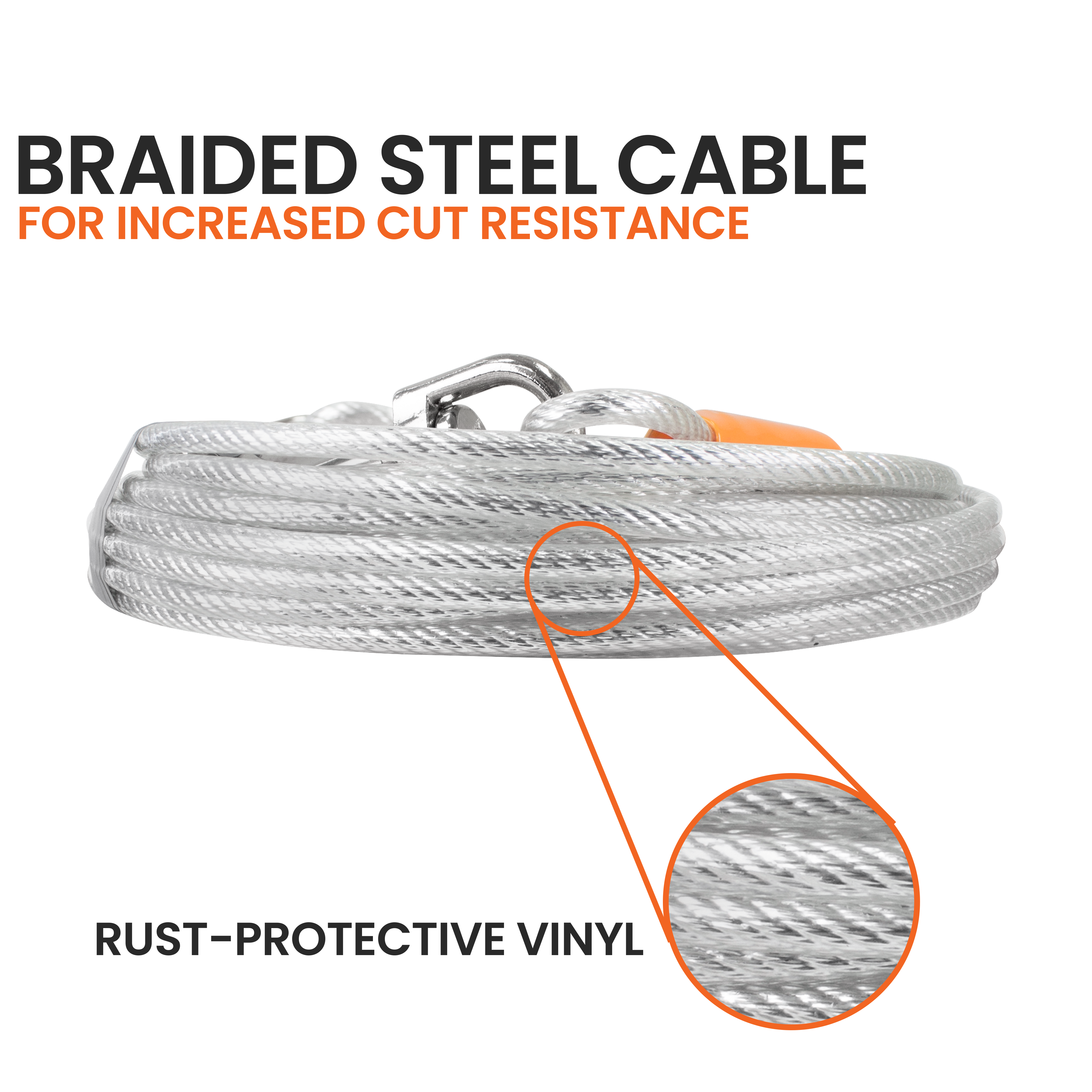 Humane Cable BV Pet Reflective Tie Out Cable - for Dogs Up to 90Lbs - 25ft