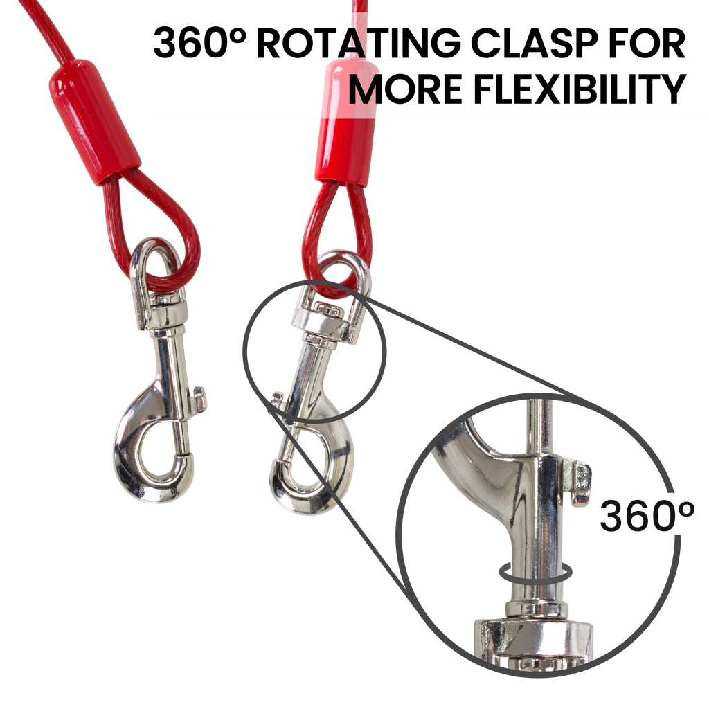 Tie Out Cable Features 360 Degree Rotating Clasp