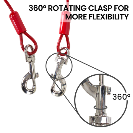 Tie Out Cable Features 360 Degree Rotating Clasp